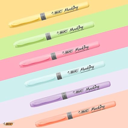 BIC Highlighter Grip - Pack de 6 subrayadores pastel